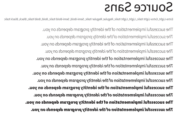 Source Sans font sample in 12 weights