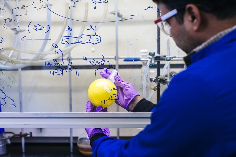 A researcher works in a chemistry lab